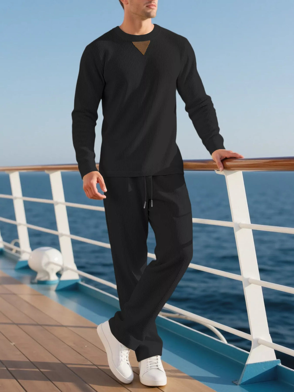 Men's Full Size Casual Crewneck Long Sleeve Sweatshirt and Jogger Set Plus Size | STAHlin RADIANCE