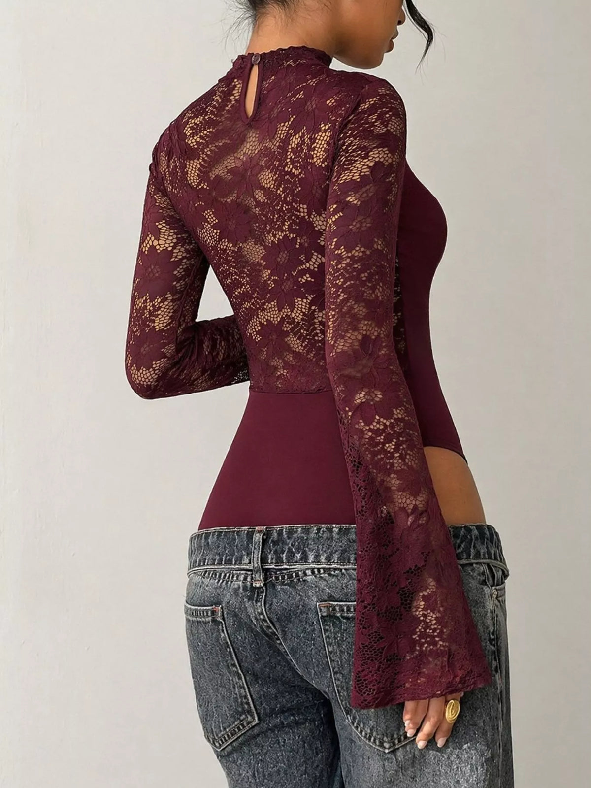 Lace Cut-out Flare Sleeve Bodysuit | STAHlin RADIANCE
