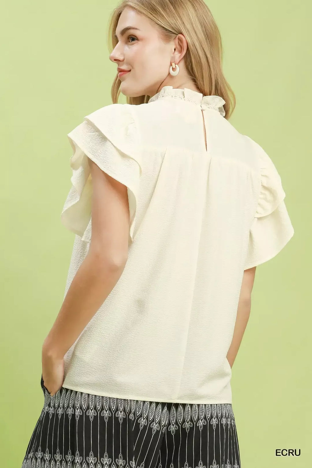 Umgee Smocked Ruffle Sleeve Textured Top | STAHlin RADIANCE