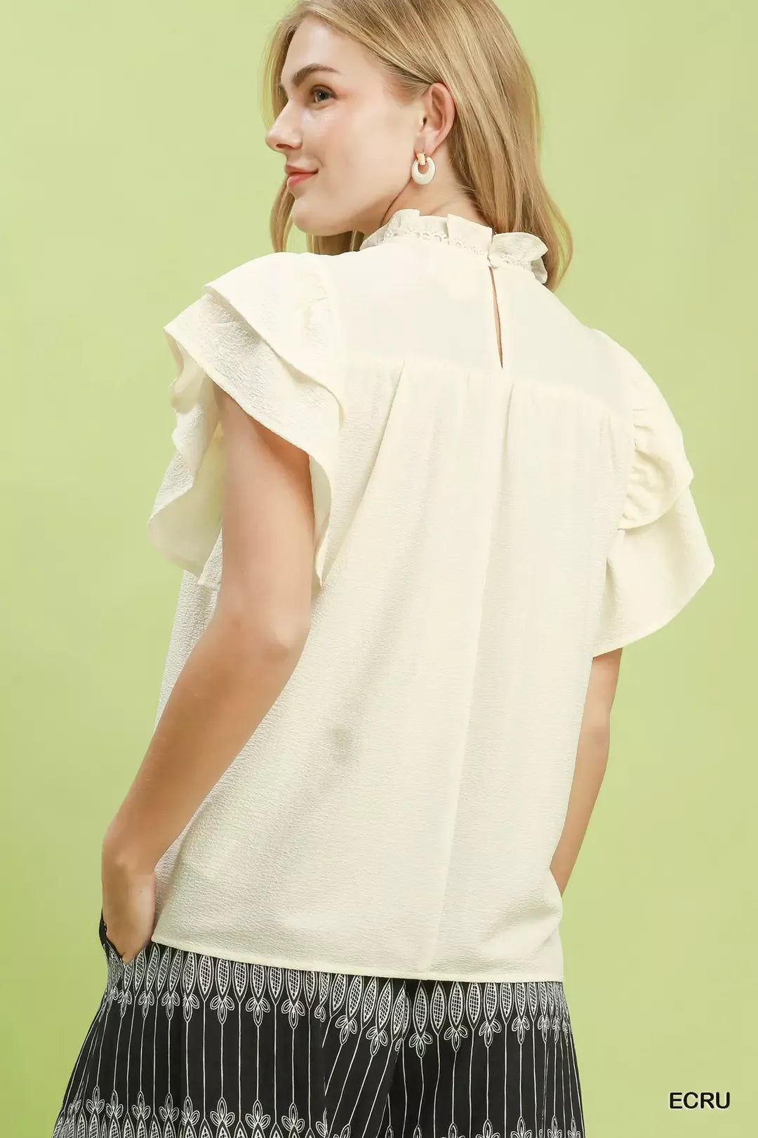 Umgee Smocked Ruffle Sleeve Textured Top | STAHlin RADIANCE