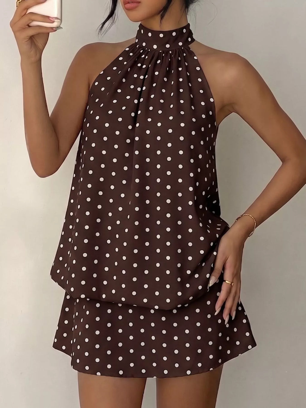 Polka Dot Halter Neck Mini Dress | STAHlin RADIANCE
