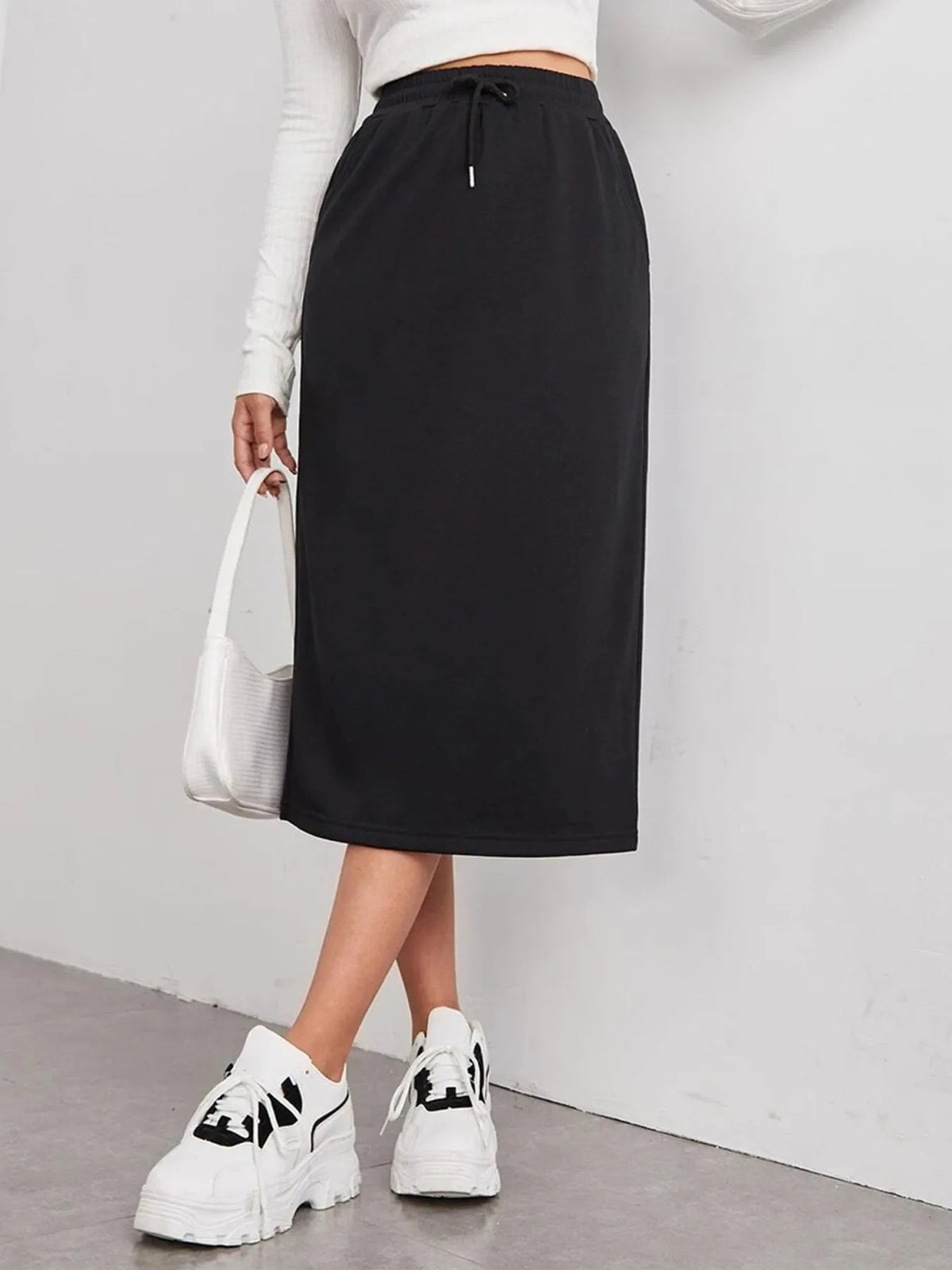 Slit Drawstring Midi Skirt | STAHlin RADIANCE