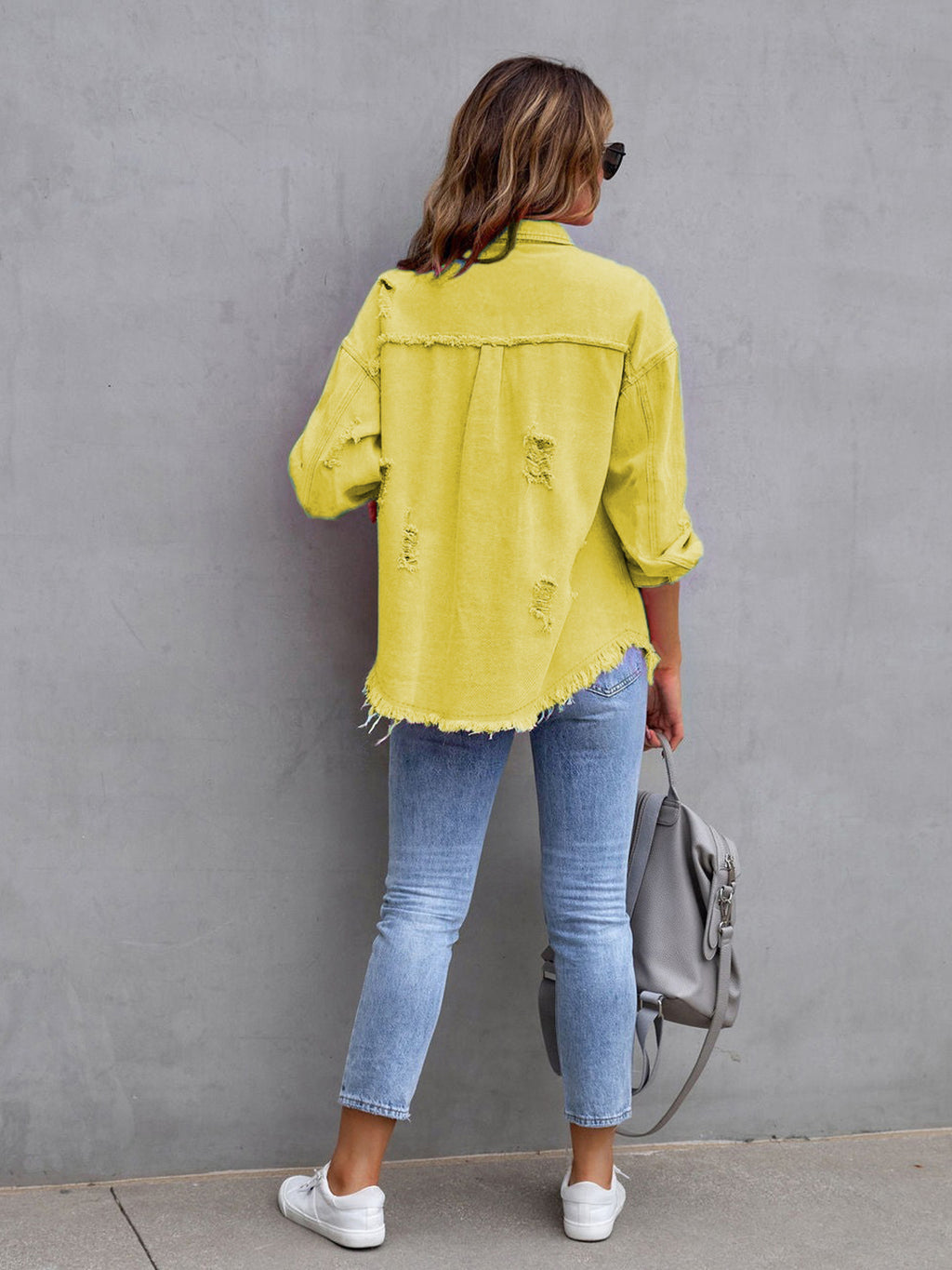 Distressed Drop Shoulder Denim Jacket | STAHlin RADIANCE