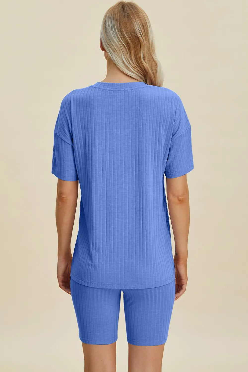 Basic Bae Full Size Ribbed V-Neck Short Sleeve Top and Shorts Set | STAHlin RADIANCE