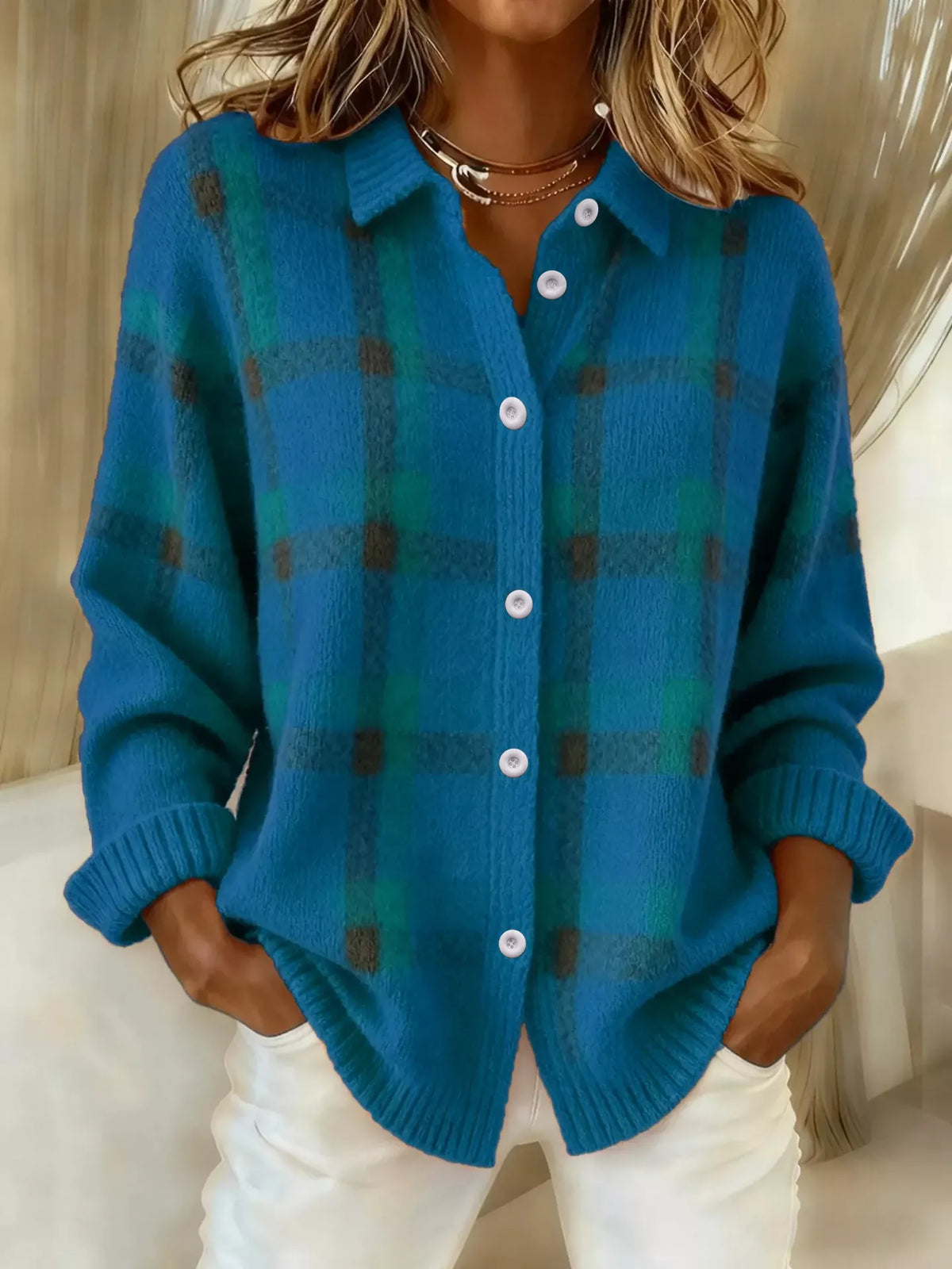 Plaid Button-Up Cardigan | STAHlin RADIANCE
