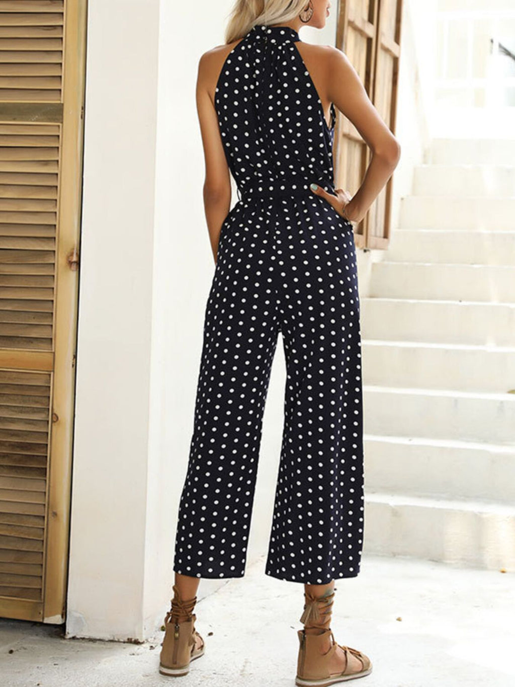 Polka Dot Halter Neck Wide Leg Jumpsuit | STAHlin RADIANCE