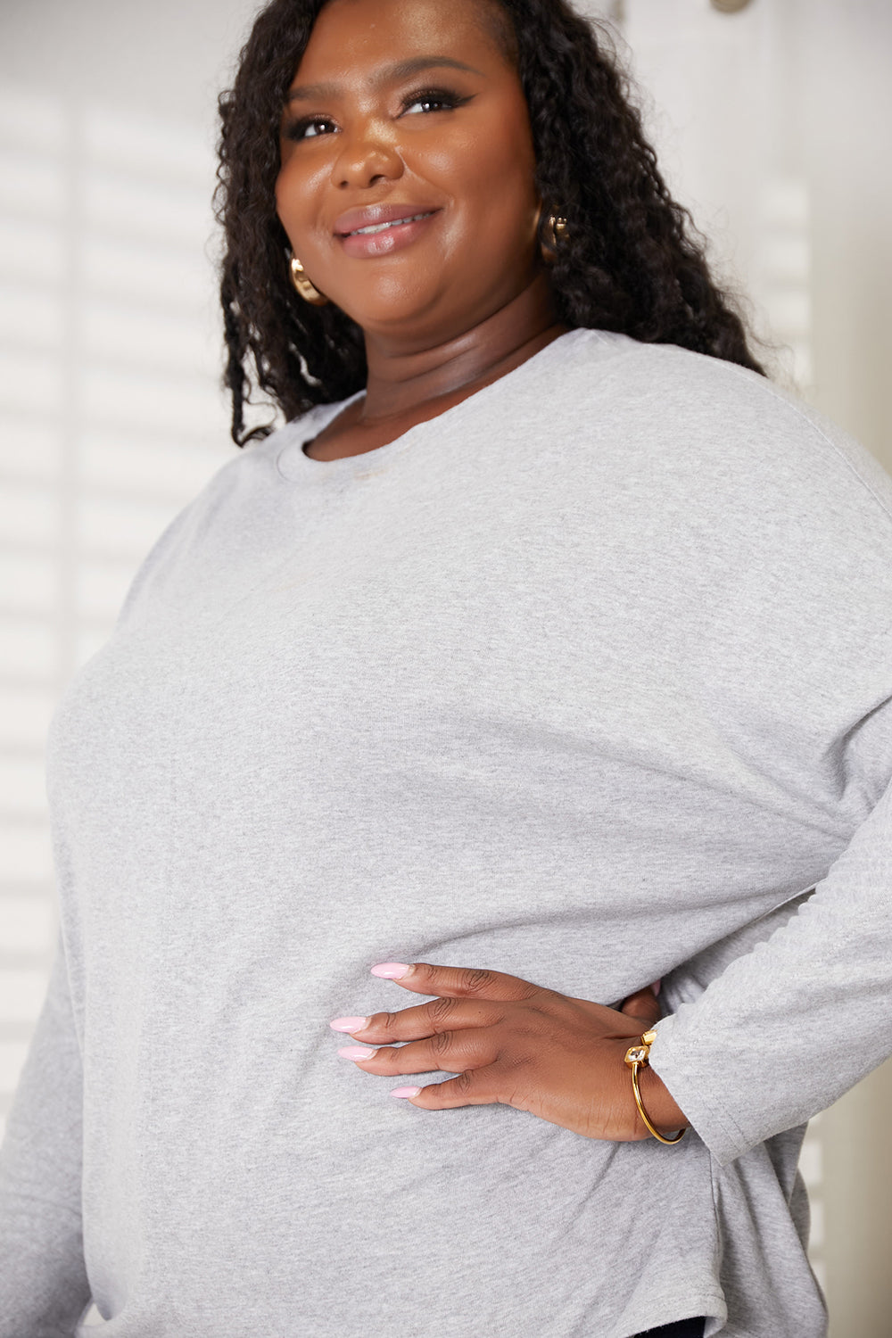 Double Take Seam Detail Round Neck Long Sleeve Top | STAHlin RADIANCE