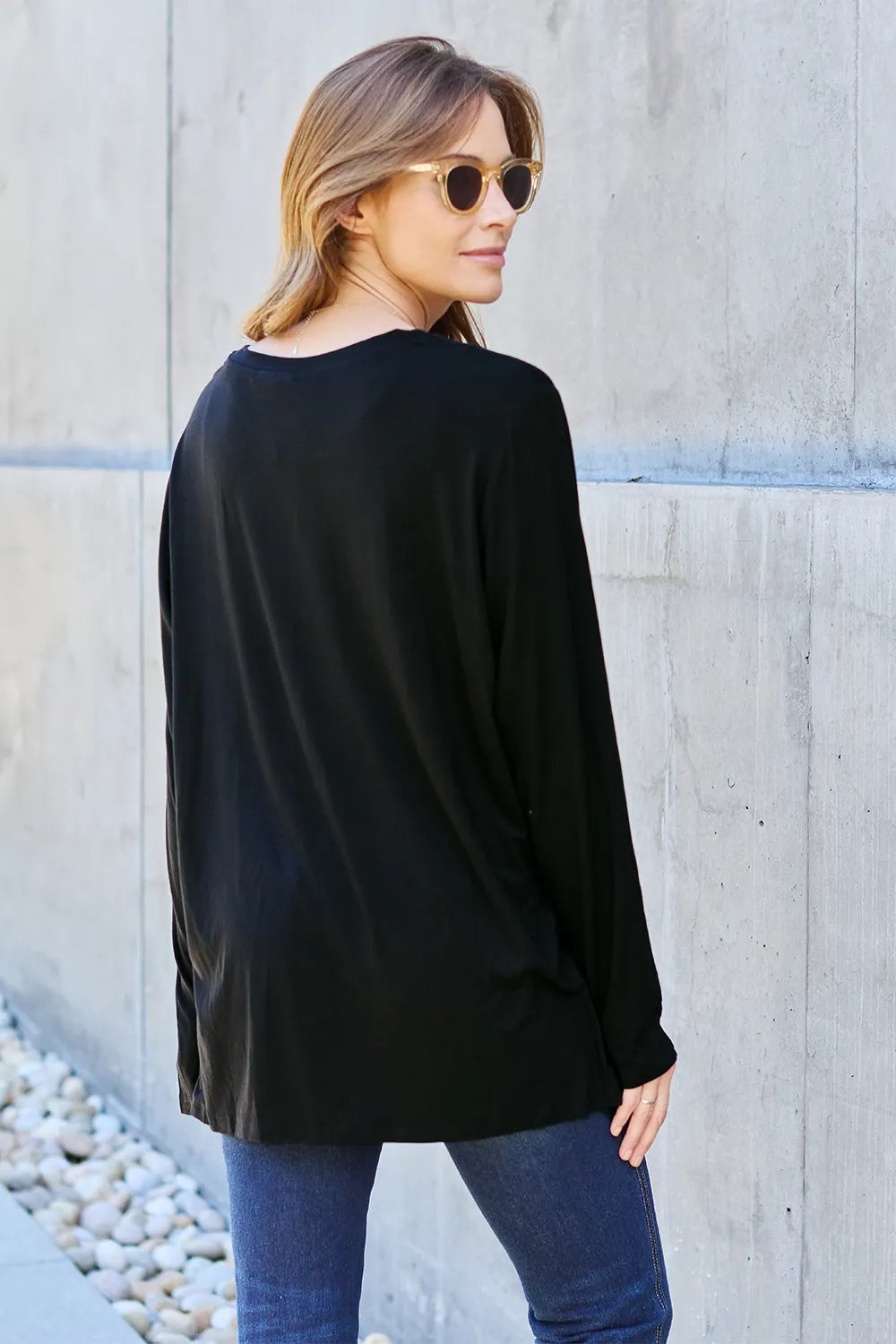 Basic Bae Full Size V-Neck Long Sleeve Top | STAHlin RADIANCE
