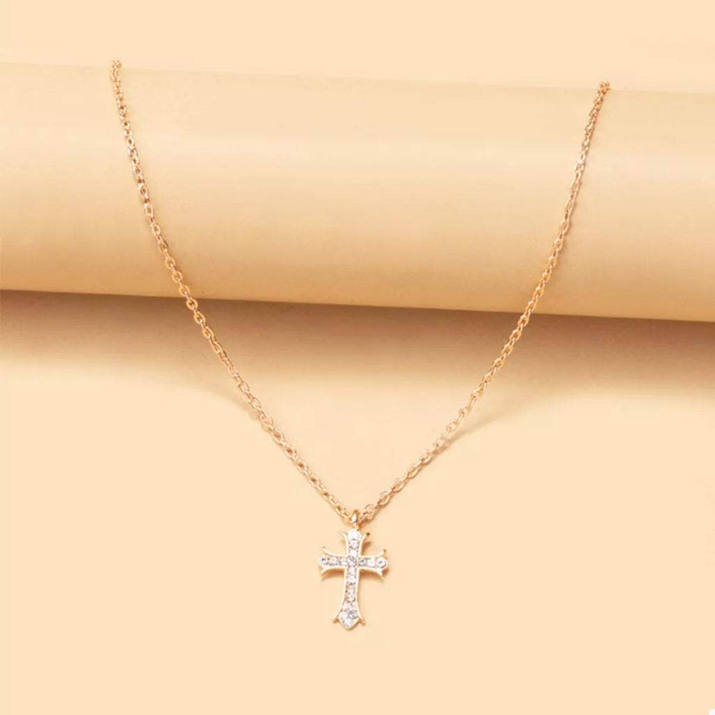 18K Gold-Plated Rhinestone Cross Necklace | STAHlin RADIANCE