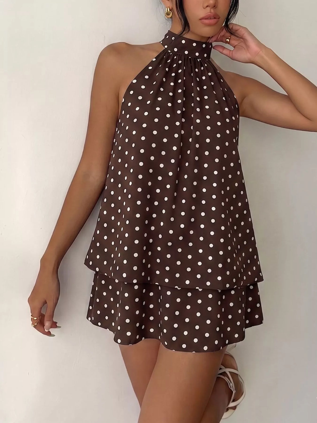Polka Dot Halter Neck Mini Dress | STAHlin RADIANCE
