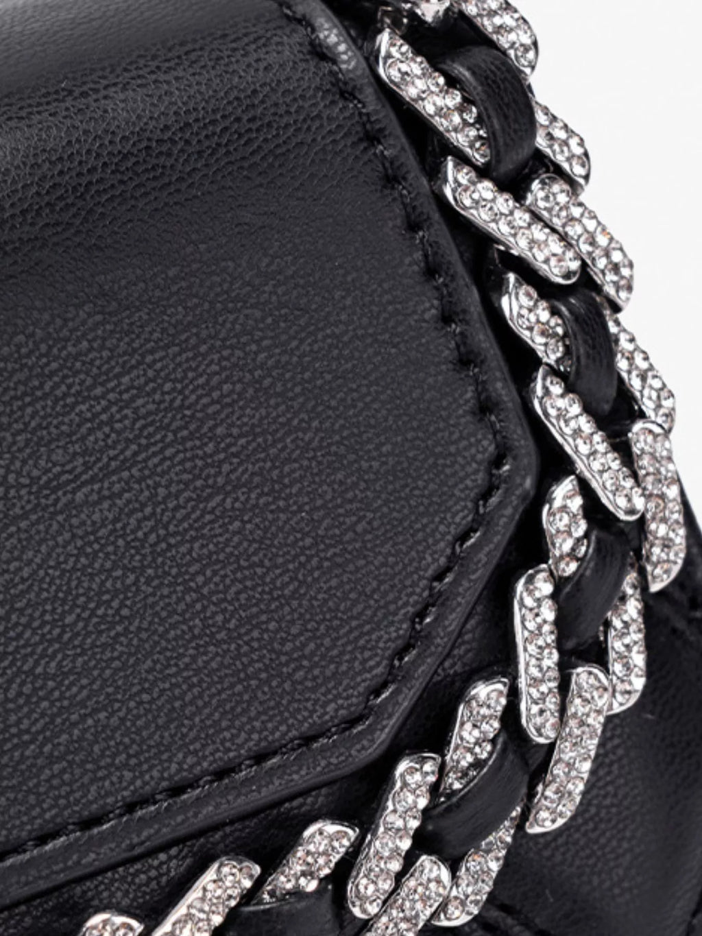 Quilted PU Leather Crossbody Bag with Rhinestone Decor | STAHlin RADIANCE