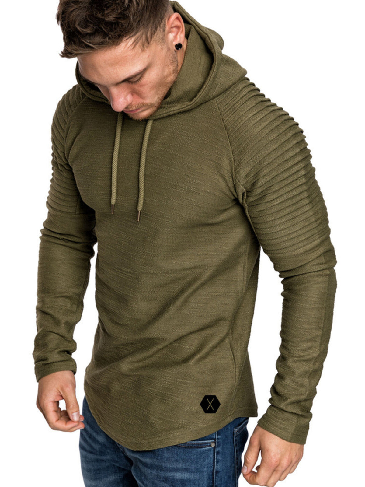 Men's Plus Size Slim Fit Ribbed Hoodie with Drawstring | STAHlin RADIANCE