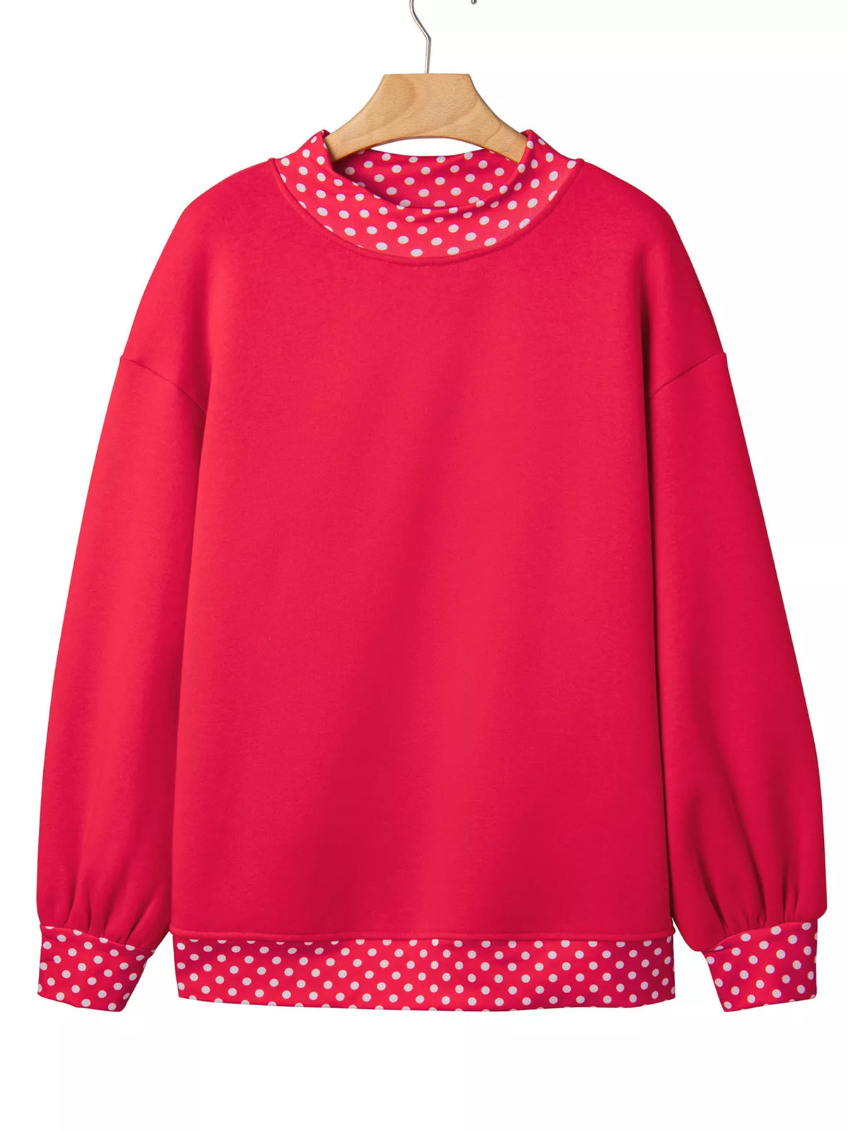Polka Dot Trim Contrast Crew Neck Sweatshirt | STAHlin RADIANCE