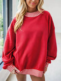 Gingham Trim Dropped Shoulder Sweatshirt | STAHlin RADIANCE