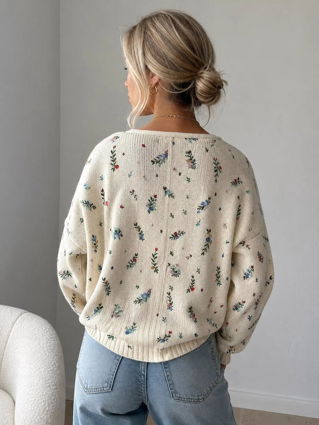 Floral V-Neck Button-Down Cardigan | STAHlin RADIANCE