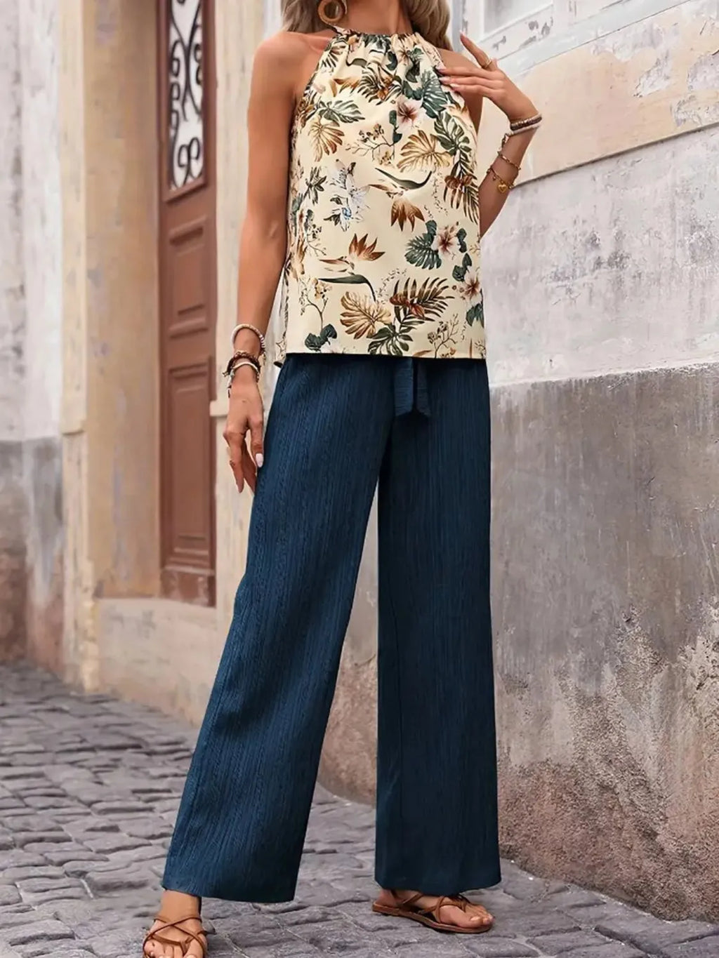 Printed Tank Top and Wide Leg Pants Set | STAHlin RADIANCE