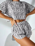 Leopard Print Crop Top and High-Waisted Shorts Set | STAHlin RADIANCE