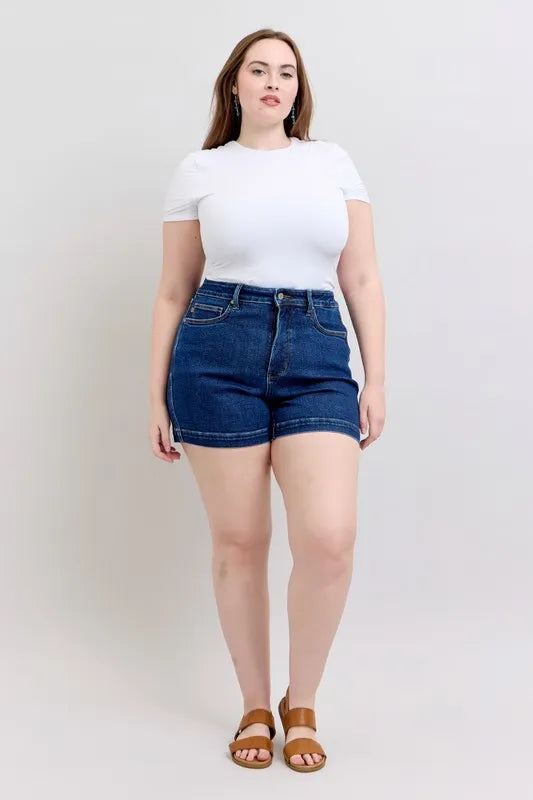Judy Blue Full Size High Waist Tummy Control Denim Shorts Plus Size | STAHlin RADIANCE