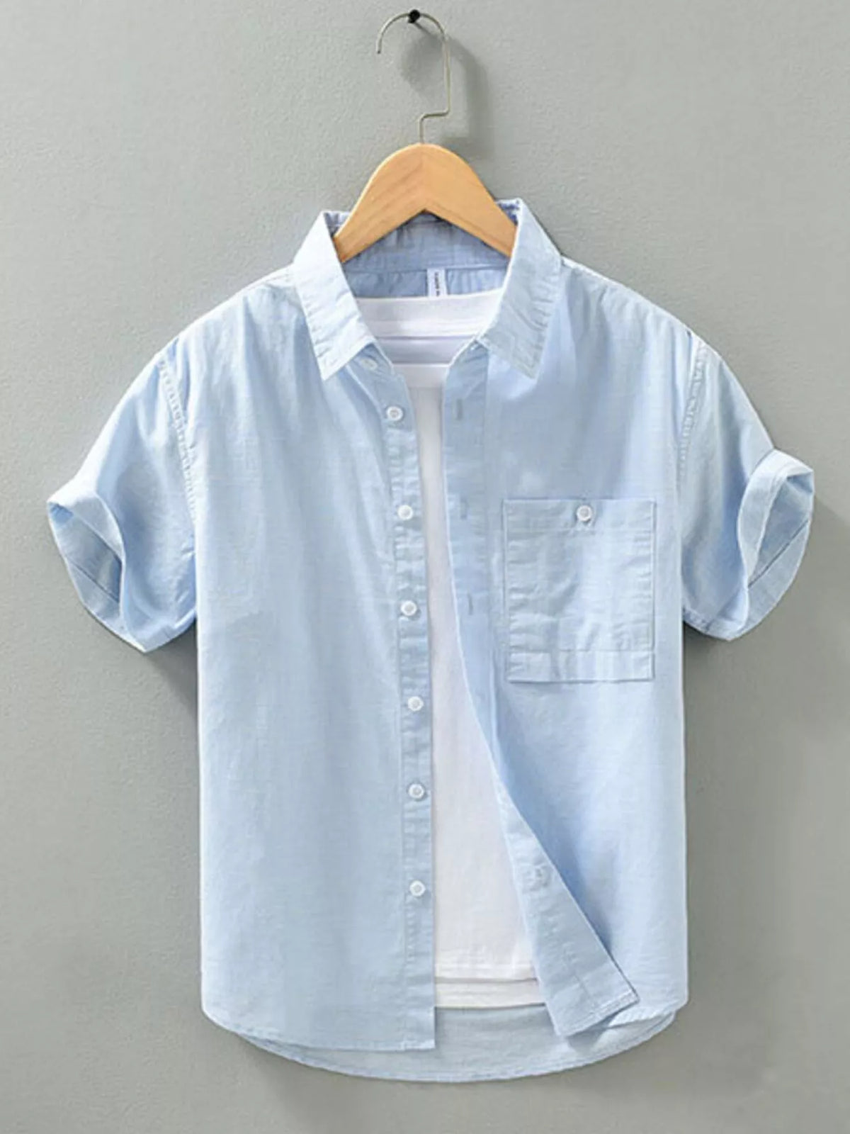 Men's Full Size Casual Short Sleeve Button-Down Shirt with Chest Pocket Plus Size | STAHlin RADIANCE