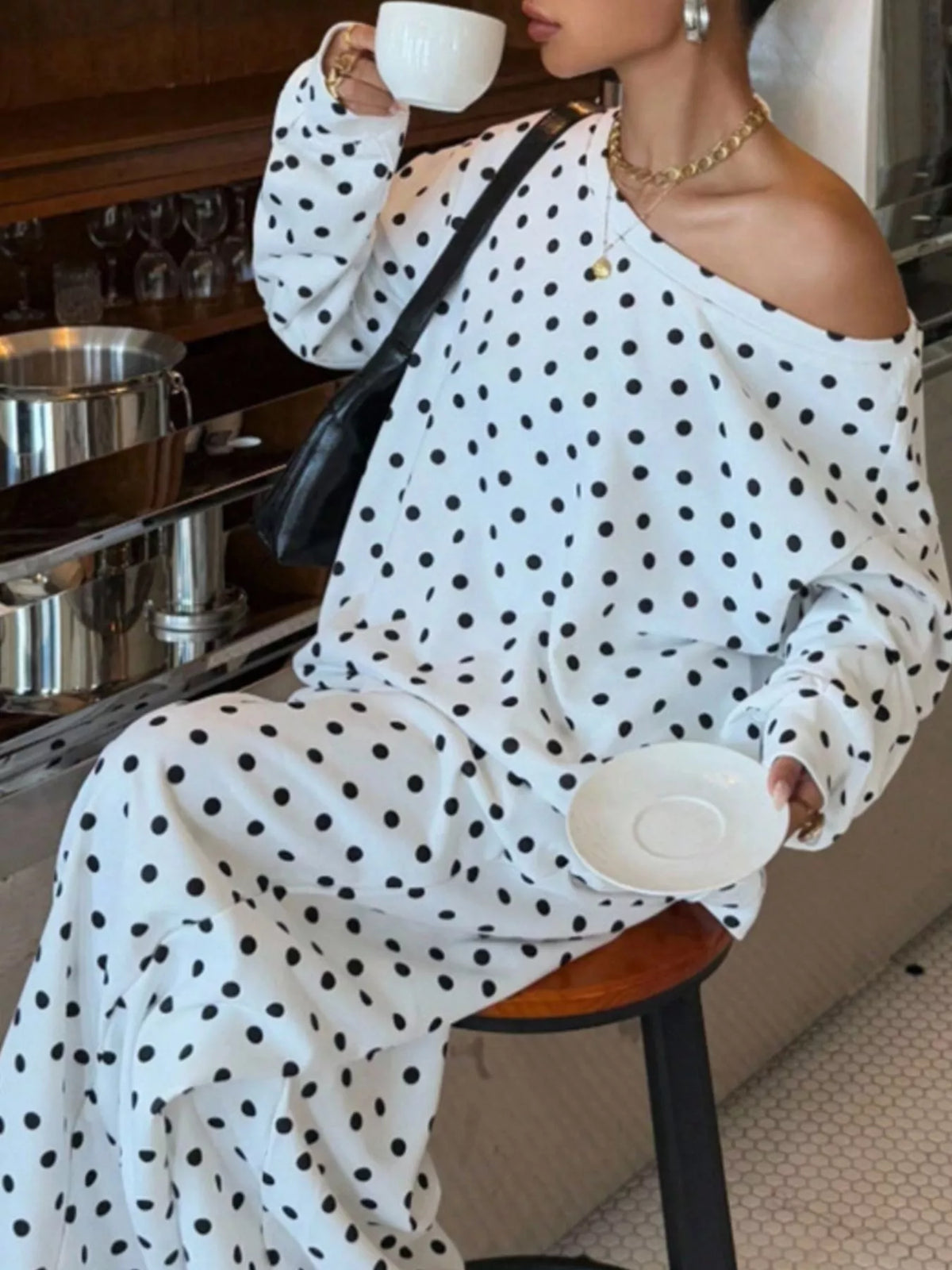 Polka Dot Long Sleeve Top and Pants Set | STAHlin RADIANCE