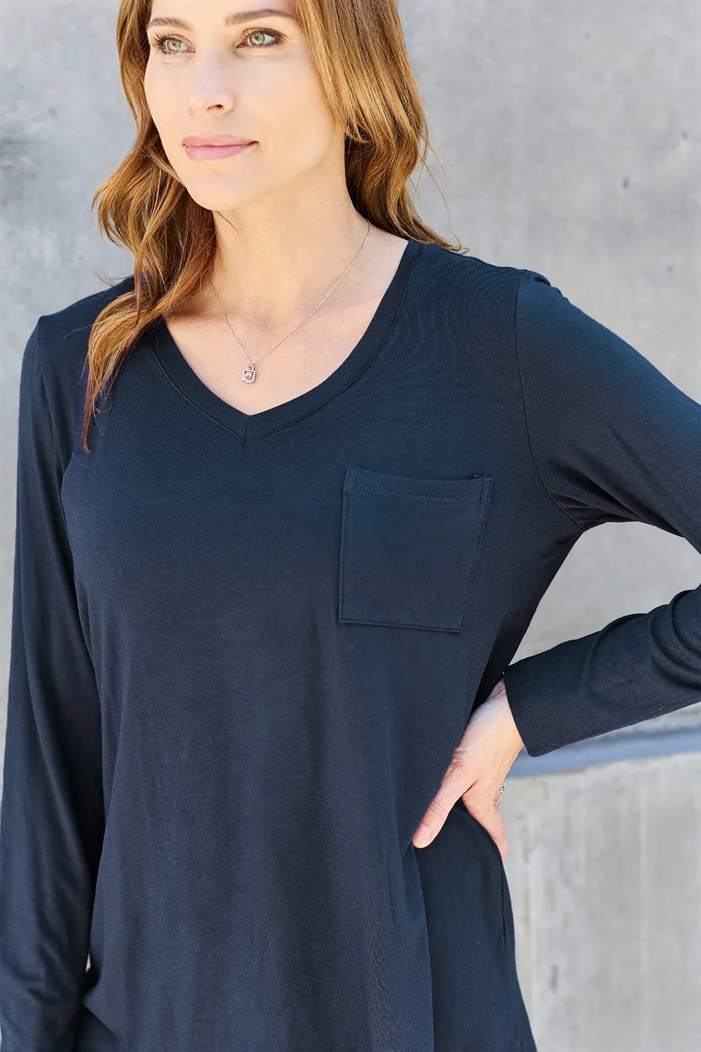 Basic Bae Full Size V-Neck Long Sleeve Top | STAHlin RADIANCE
