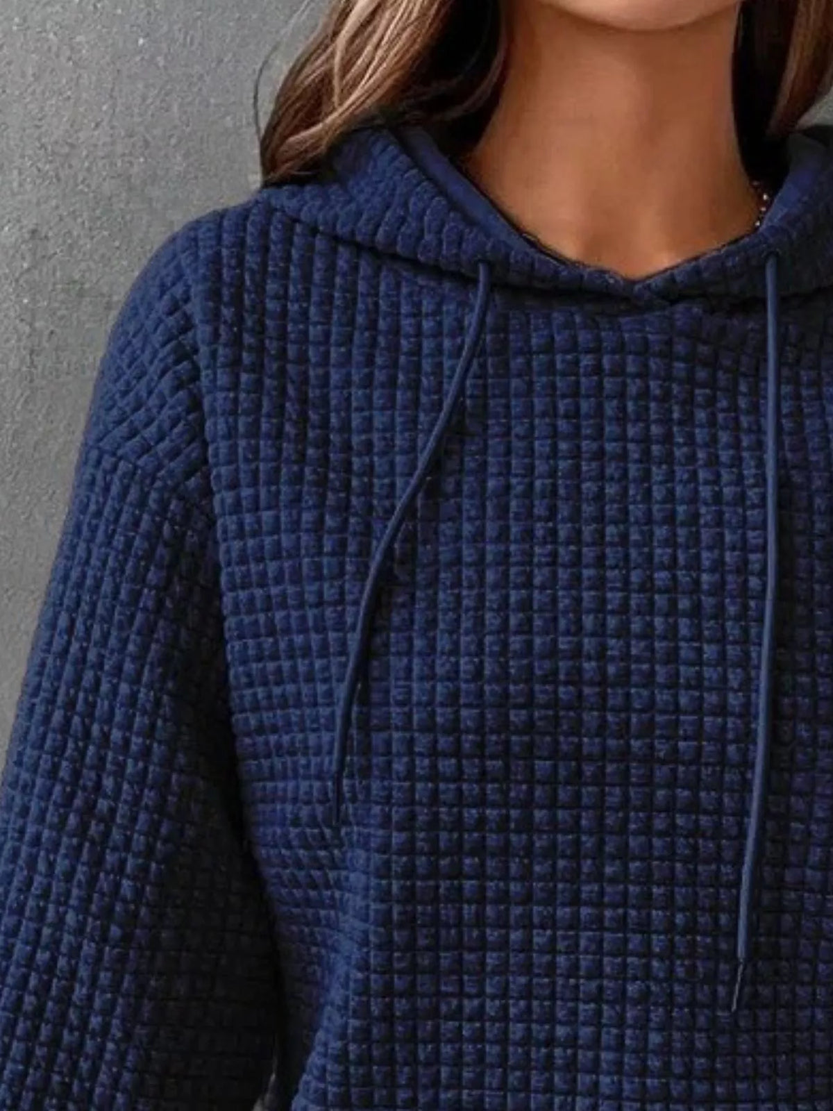 Full Size Textured Kangaroo Pocket Hoodie Plus Size | STAHlin RADIANCE