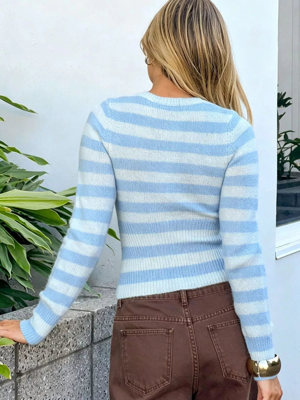 Striped Zip-Up Knit Cardigan | STAHlin RADIANCE