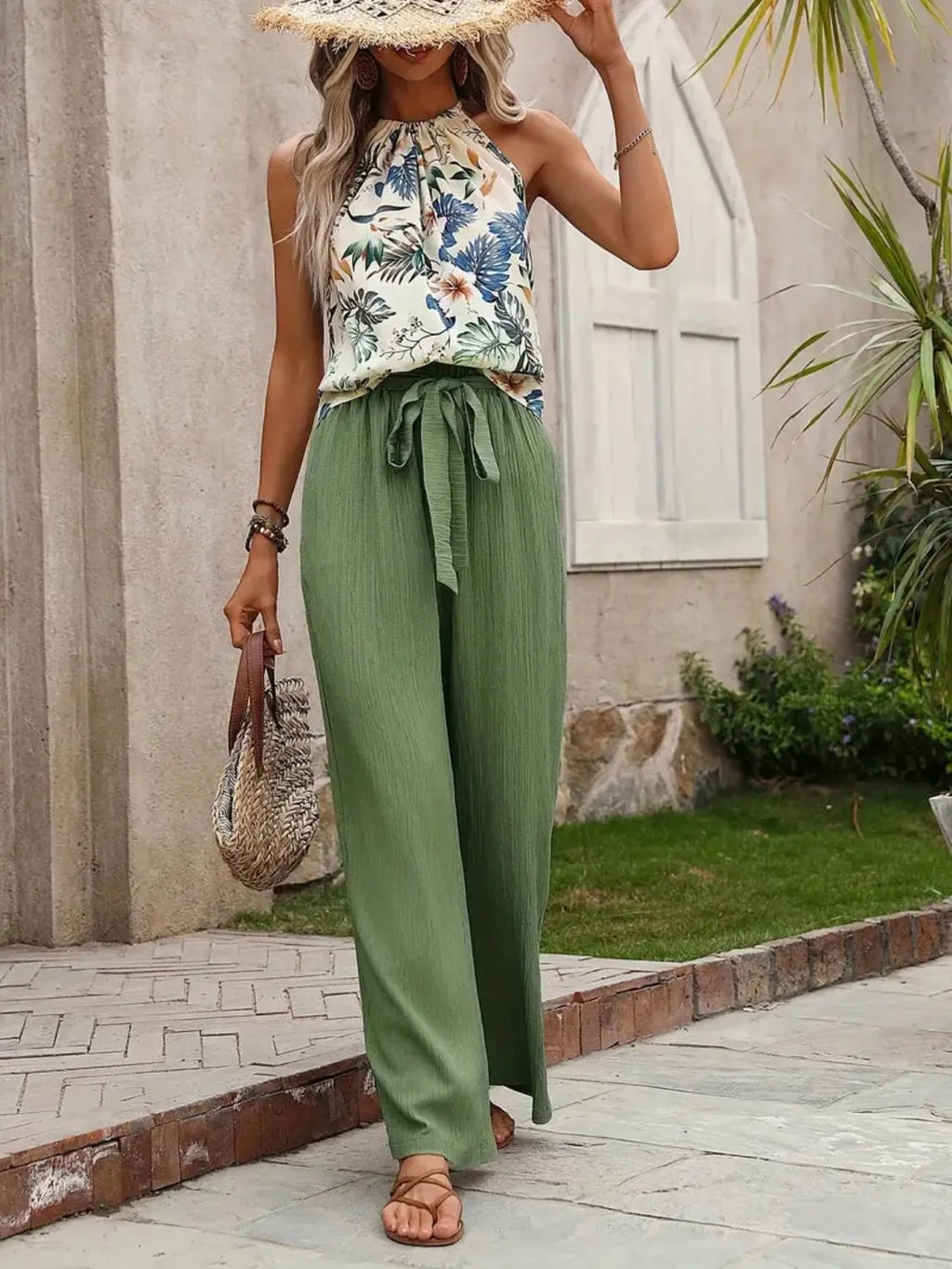 Printed Tank Top and Wide Leg Pants Set | STAHlin RADIANCE