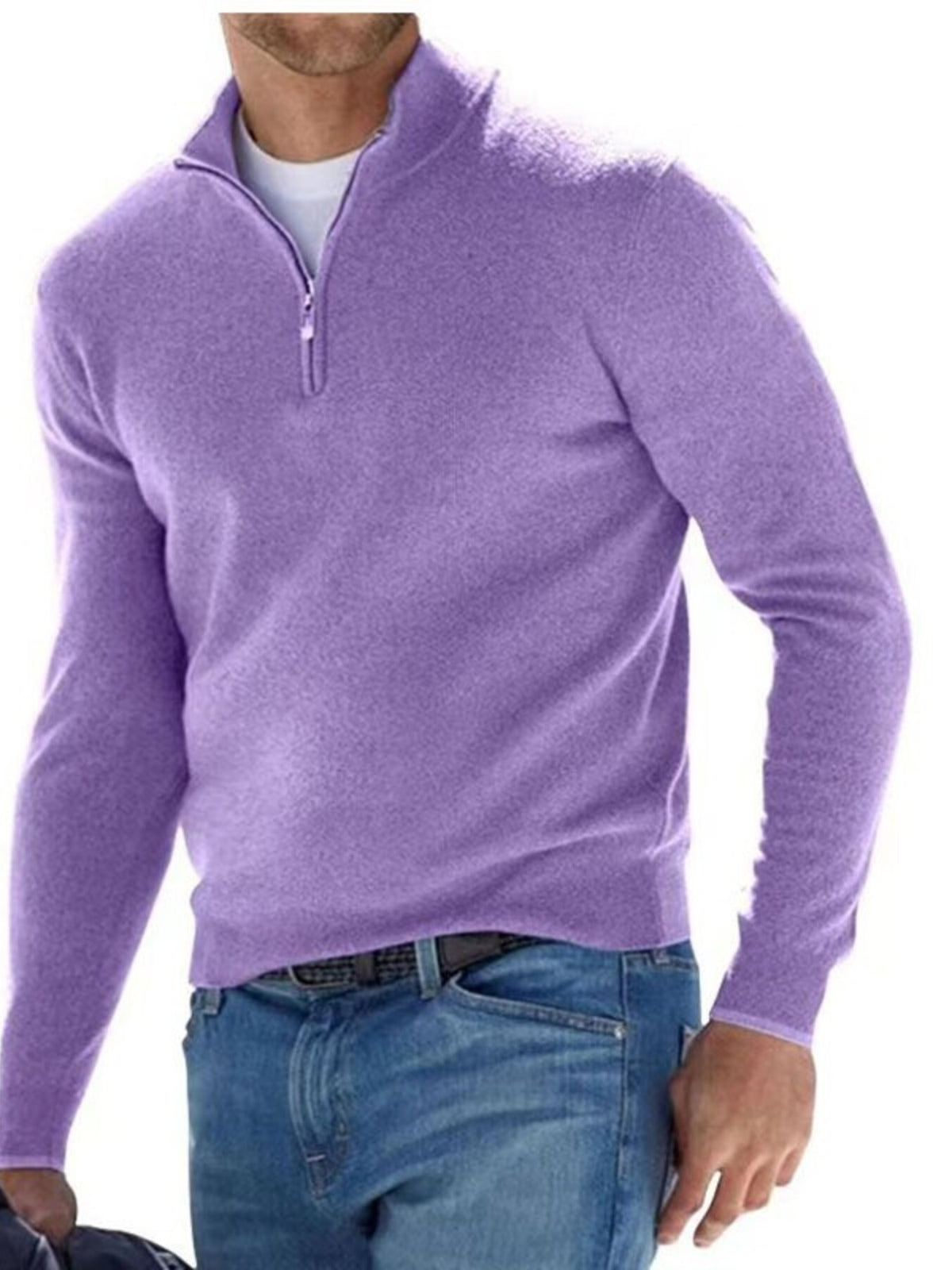 Men's Full Size Quarter-Zip Long Sleeve Sweater Plus Size | STAHlin RADIANCE