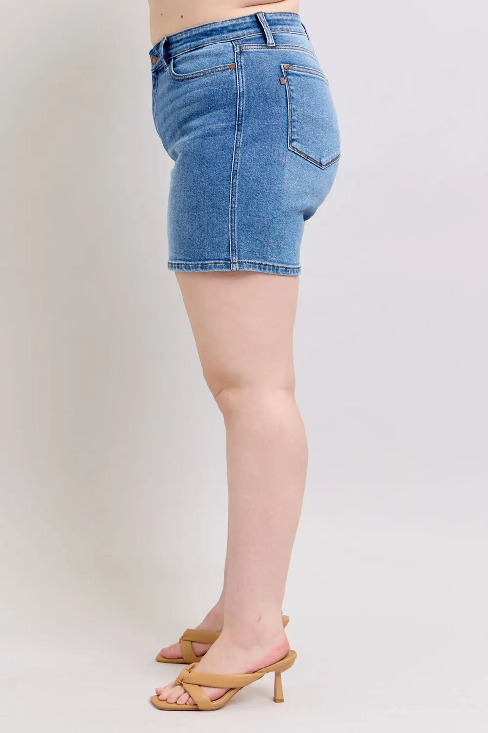 Judy Blue Full Size 2 Button Denim Shorts with Pockets Plus Size | STAHlin RADIANCE