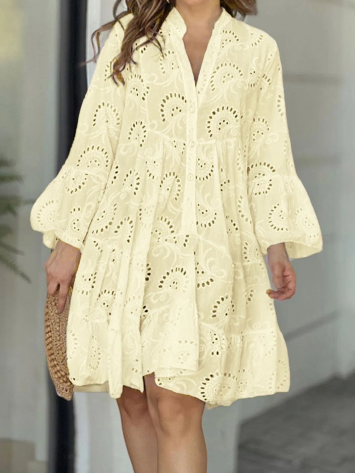 Full Size Eyelet Ruffled Hem Tiered Dress Plus Size | STAHlin RADIANCE