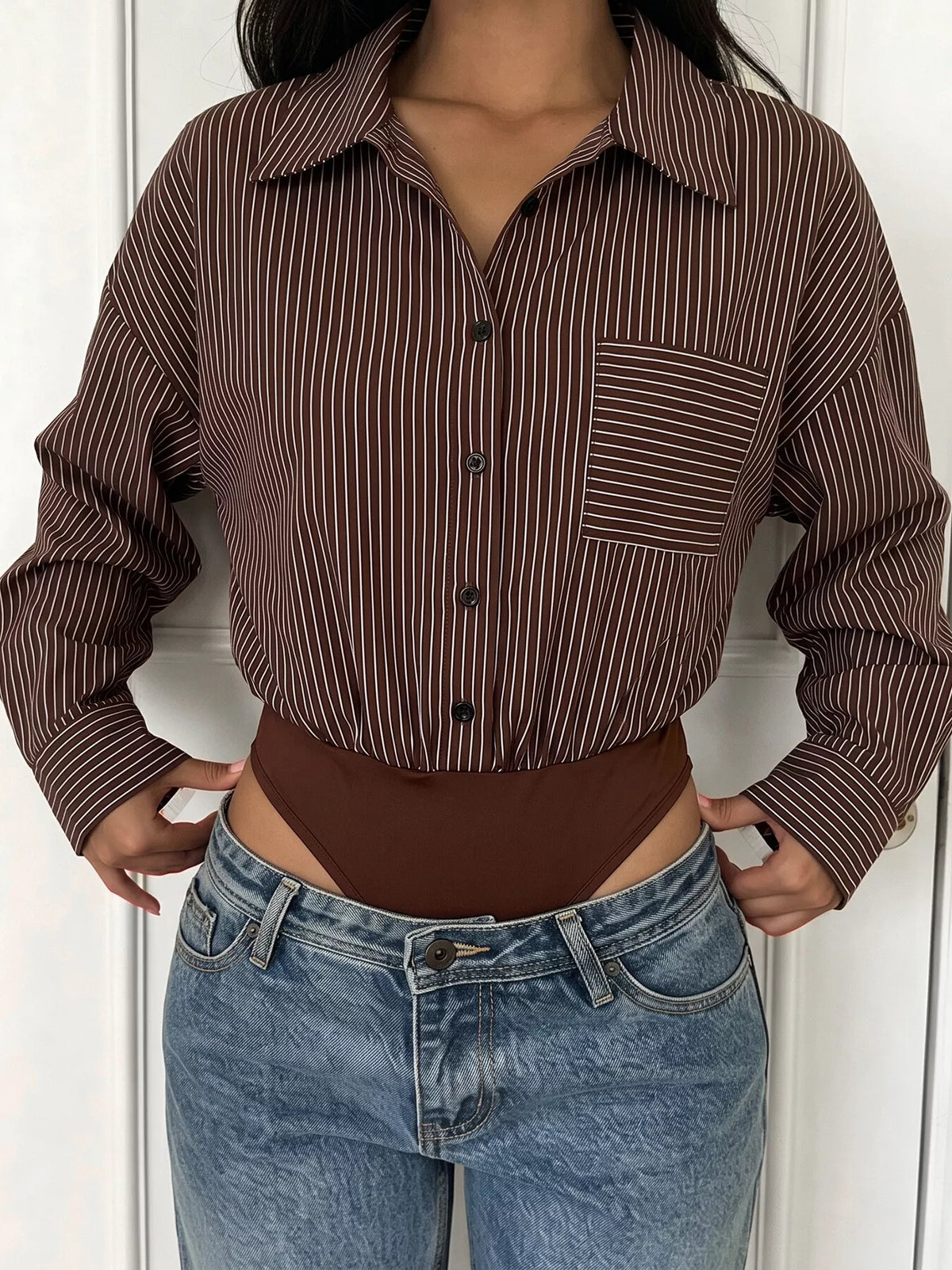 Striped Button-Up Bodysuit | STAHlin RADIANCE