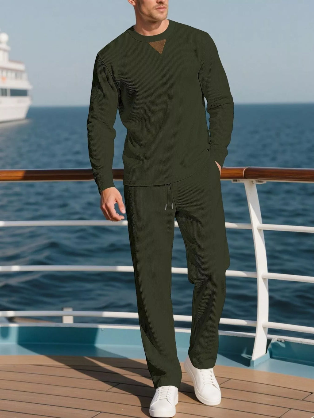 Men's Full Size Casual Crewneck Long Sleeve Sweatshirt and Jogger Set Plus Size | STAHlin RADIANCE