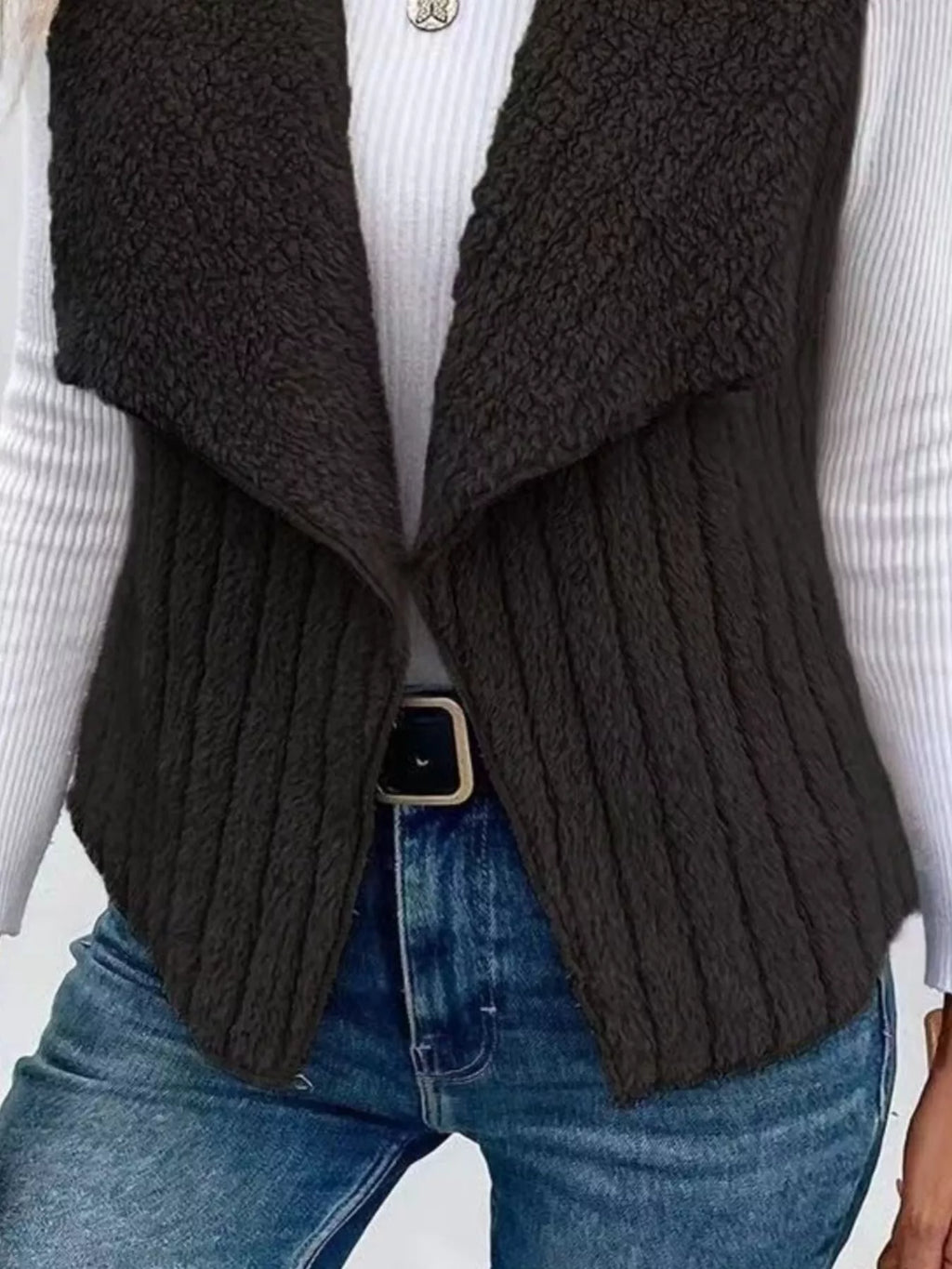 Cozy Fleece Open Front Vest Coat | STAHlin RADIANCE