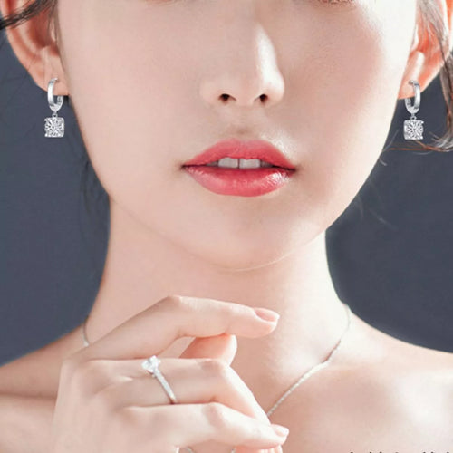 1 Carat Moissanite 925 Sterling Silver Drop Earrings | STAHlin RADIANCE