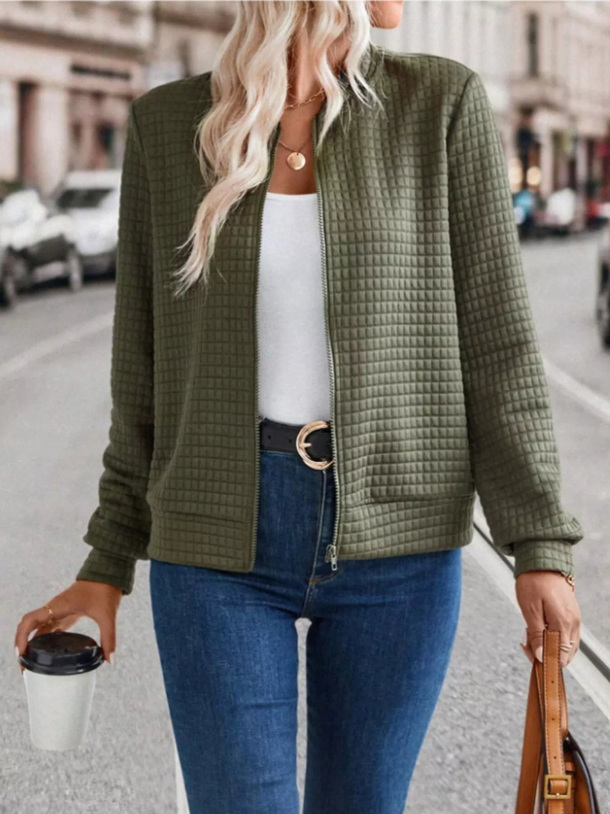 Textured Zip-Up Long Sleeve Jacket | STAHlin RADIANCE