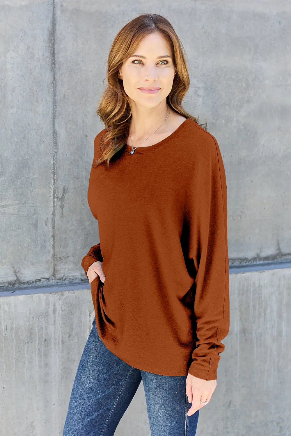 Double Take Full Size Round Neck Long Sleeve T-Shirt | STAHlin RADIANCE