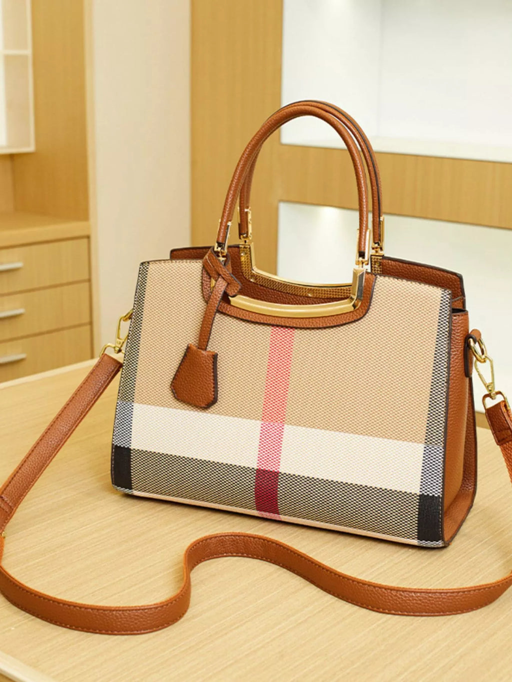 Plaid Top Handle Handbag | STAHlin RADIANCE