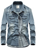 Men's Plus Size Classic Washed Denim Shirt with Double Chest Pockets | STAHlin RADIANCE