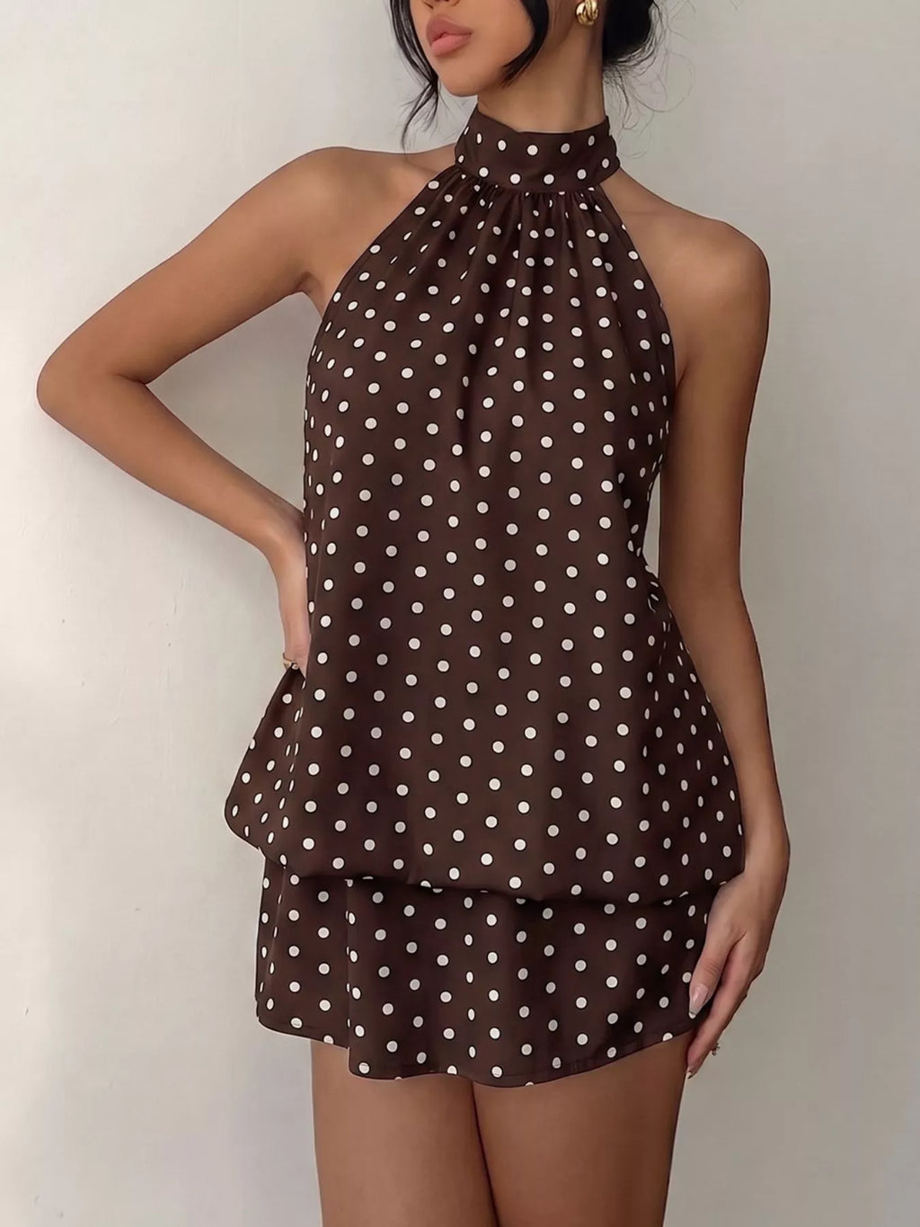Polka Dot Halter Neck Mini Dress | STAHlin RADIANCE