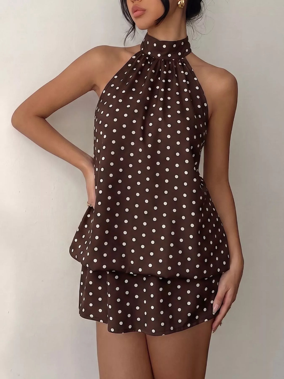 Polka Dot Halter Neck Mini Dress | STAHlin RADIANCE