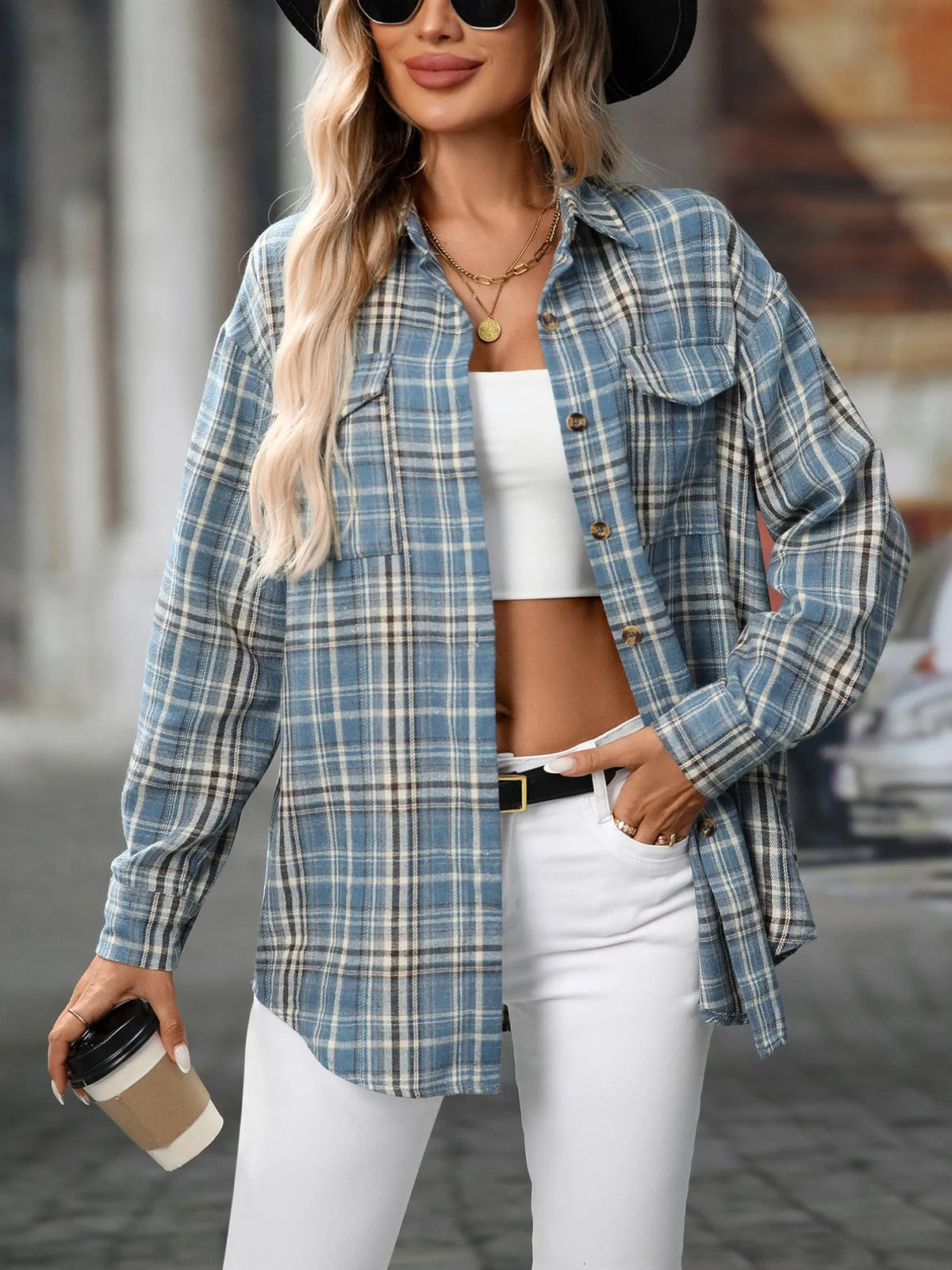 Oversized Plaid Button-Up Shirt | STAHlin RADIANCE