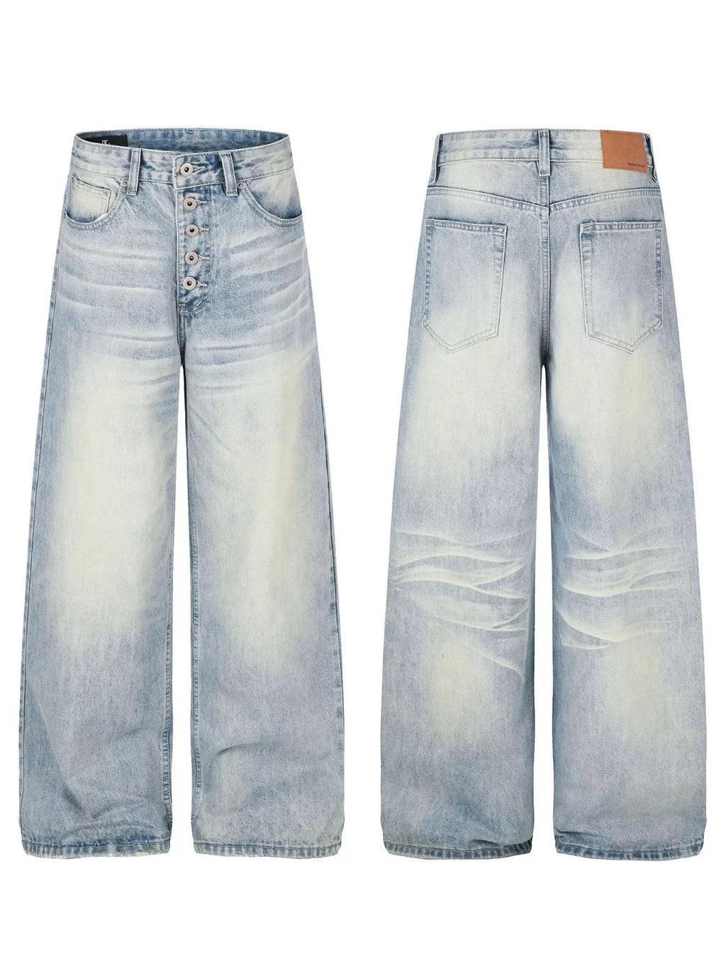 Men's High-Waisted Button-Fly Wide-Leg Vintage Washed Jeans | STAHlin RADIANCE