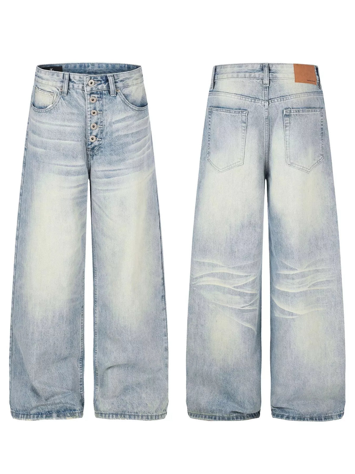 Men's High-Waisted Button-Fly Wide-Leg Vintage Washed Jeans | STAHlin RADIANCE