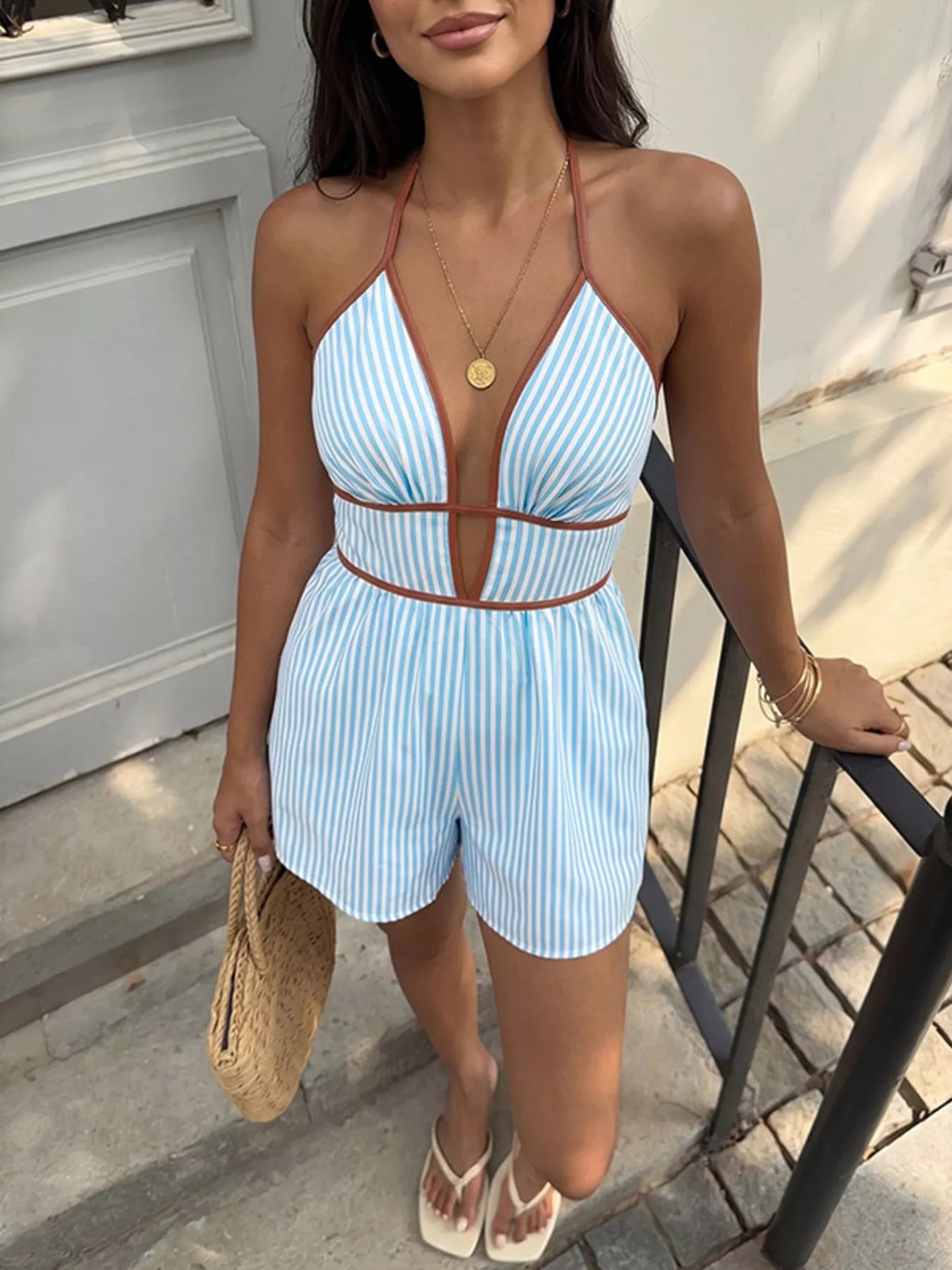 Striped Halter Neck Romper | STAHlin RADIANCE
