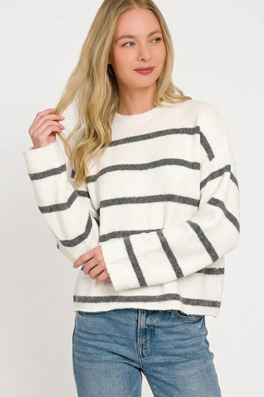 Zenana Wool Blend Striped Sweater | STAHlin RADIANCE