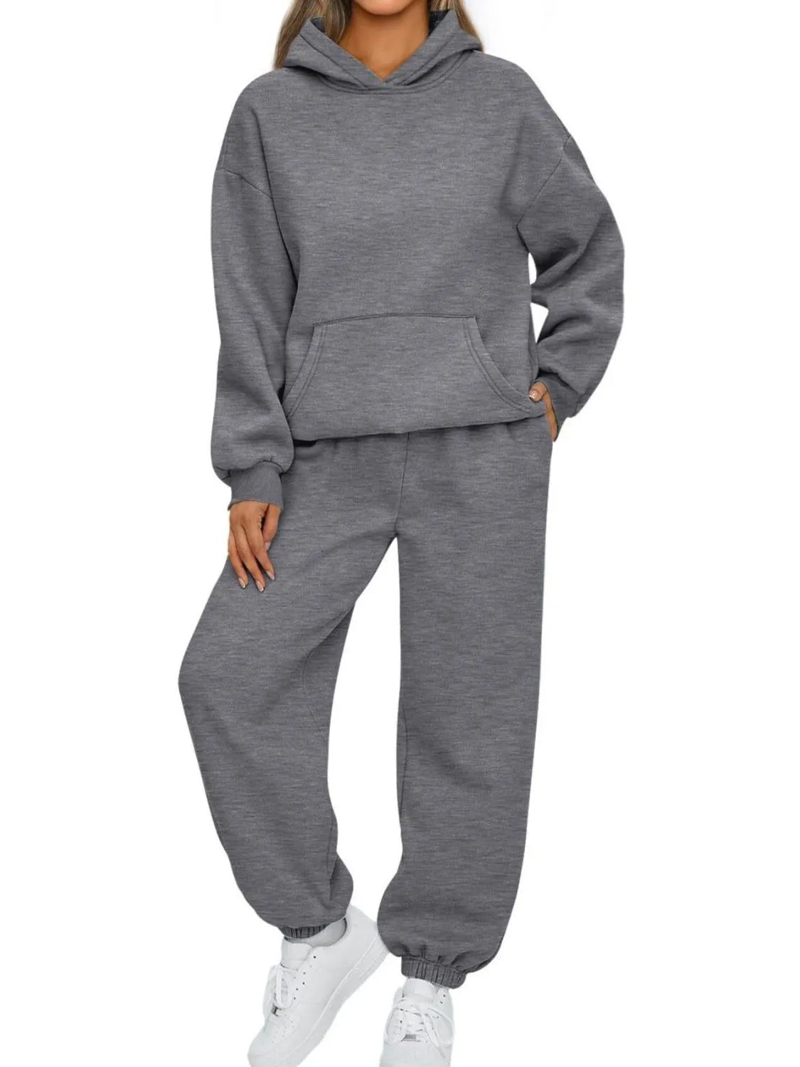 Full Size Kangaroo Pocket Hoodie and Joggers Set Plus Size | STAHlin RADIANCE