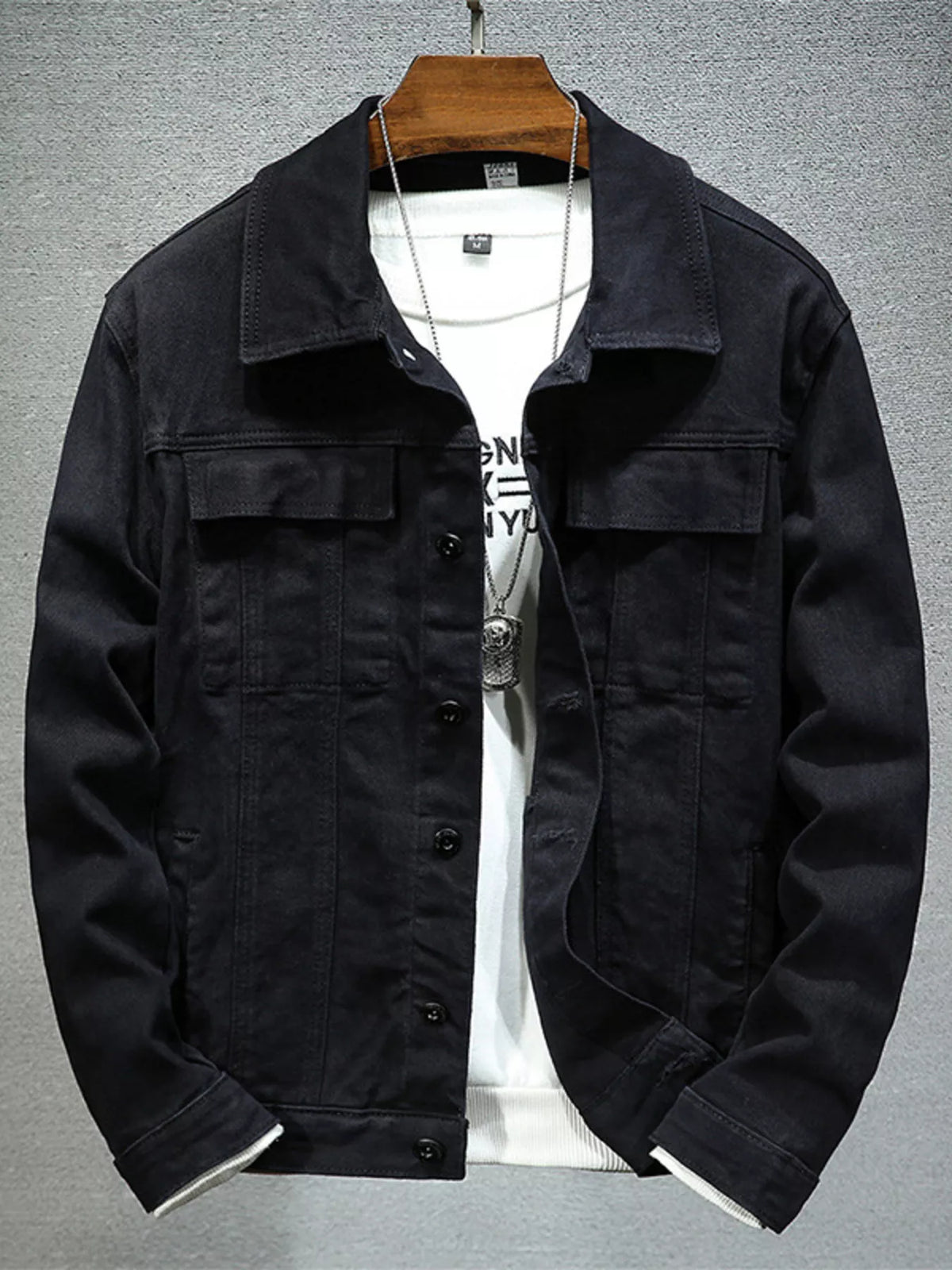 Men's Plus Size Button Up Denim Jacket with Chest Pockets | STAHlin RADIANCE