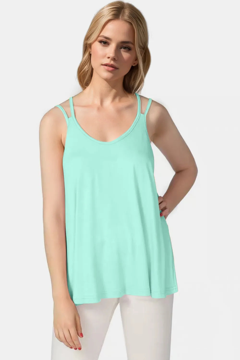 Basic Bae Bamboo Scoop Neck Double Spaghetti Straps Cami | STAHlin RADIANCE