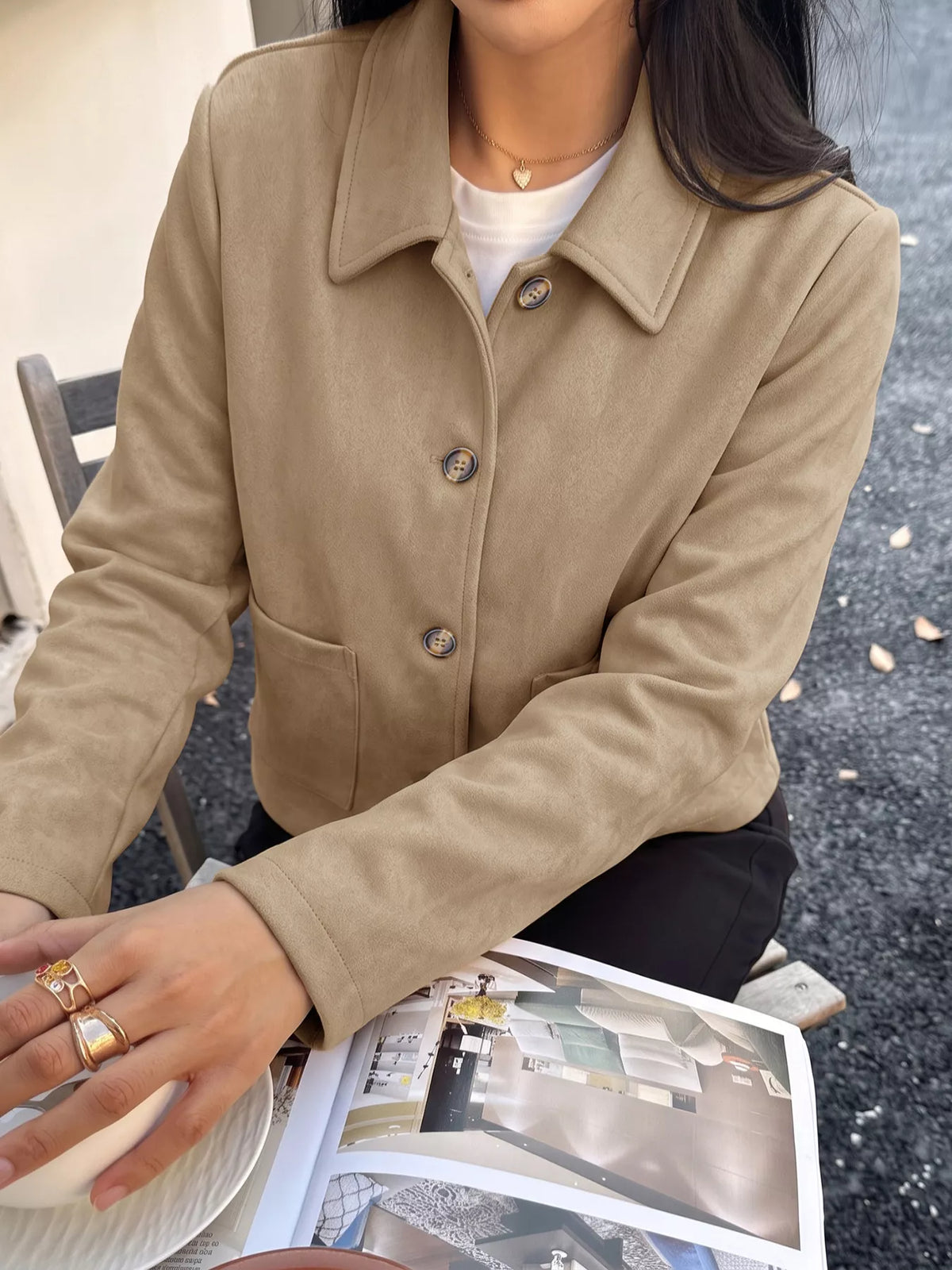 Collared Neck Button Up Jacket | STAHlin RADIANCE